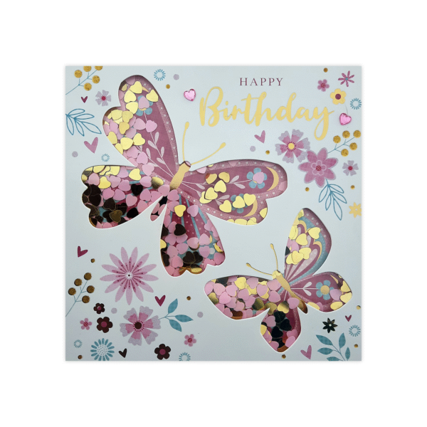 Wenskaart happy birthday vlinders